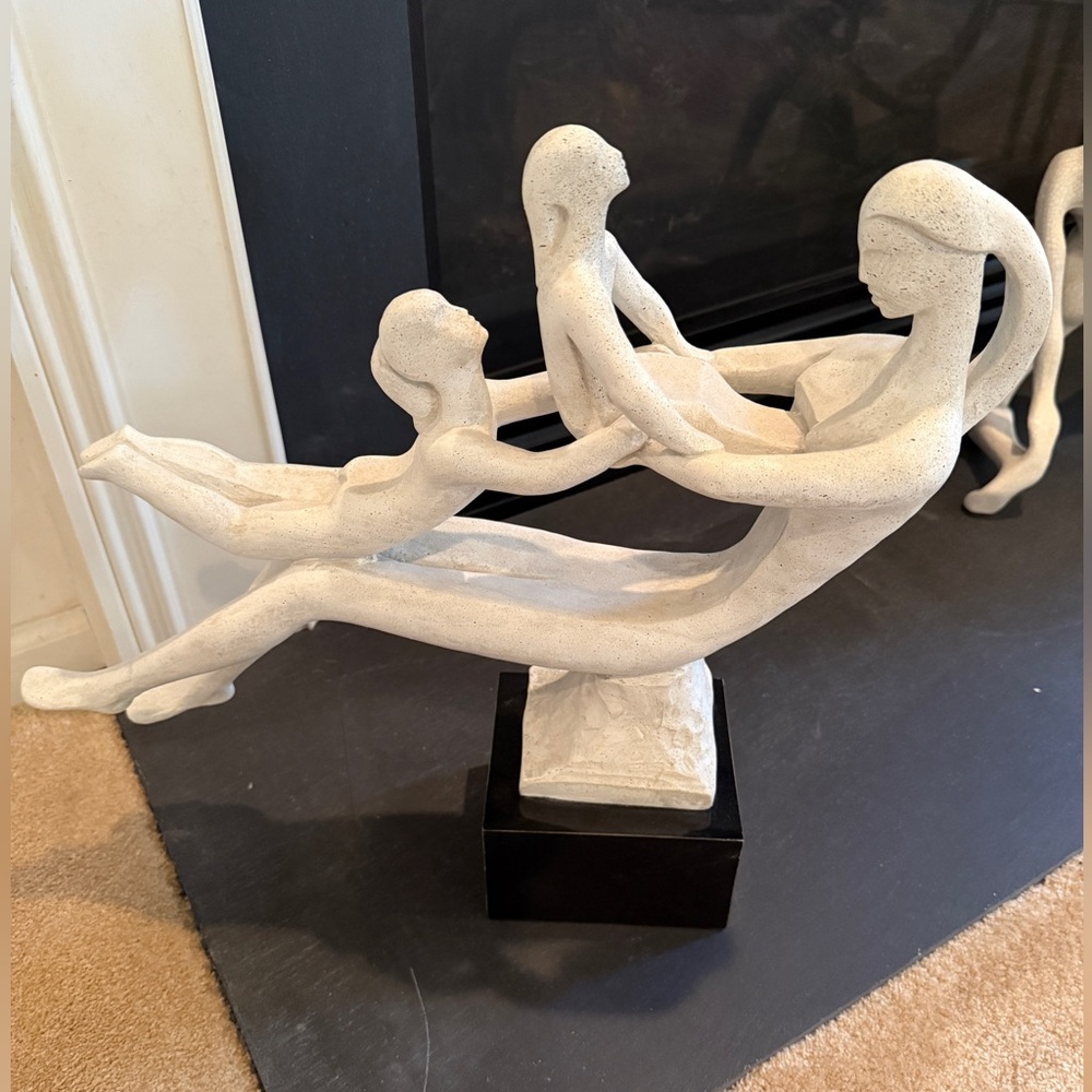 Austin Productions 1981 "At Play" sculpture by David Fisher - Mother with Child